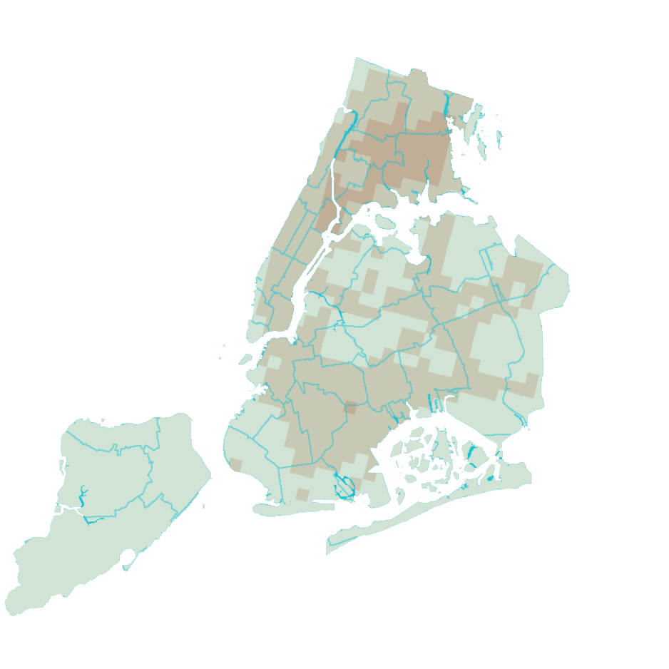 Map showing the concentrations of PM2.5 from cars in NYC